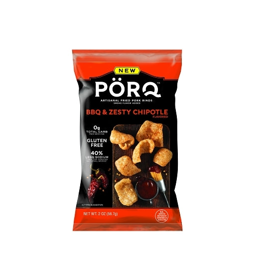 Porq Bbq & Zesty Chipotle Pork Skins, 12 x 2 oz Case - Spices Seasonings