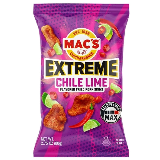 Mac's Chile Lime Pork Skins, 6 x 2.75 oz Case - Meat, Poultry & Seafood - image 2