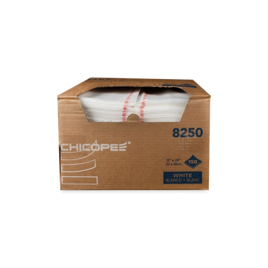 Chicopee 13" x 21" Chix Foodservice, Medium Duty, White with Red Stripe Towel, 1 x 150 x 1 PC Case - DOT product image 2