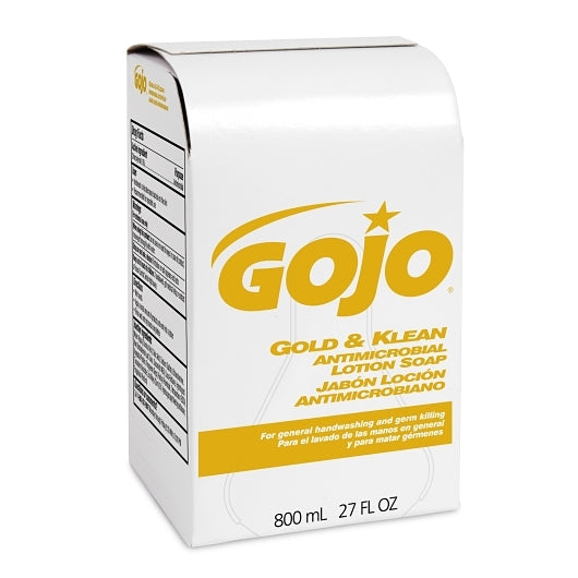 Gojo 800 Milliliter Gold & Klean Antimicrobial Lotion Soap, 1 x 12 each Case - Cleaners & Sanitizers