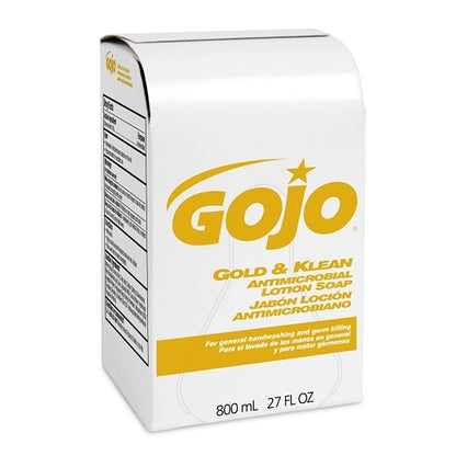 Gojo 800 Milliliter Gold & Klean Antimicrobial Lotion Soap, 1 x 12 each Case - Cleaners & Sanitizers