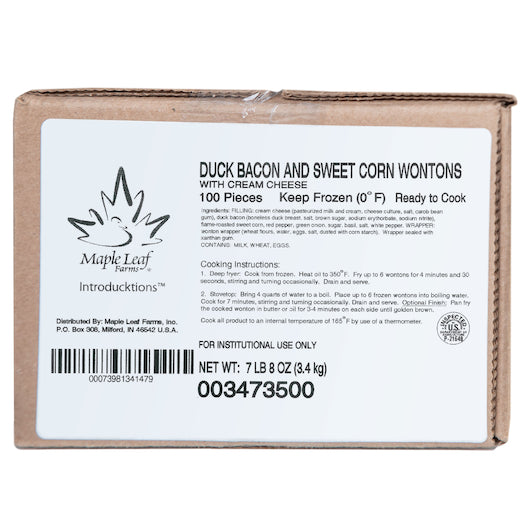 Maple Leaf Farms Duck Bacon And Sweet Corn Wonton, 4 x 25 x 1.2 oz Case - DOT product image 8