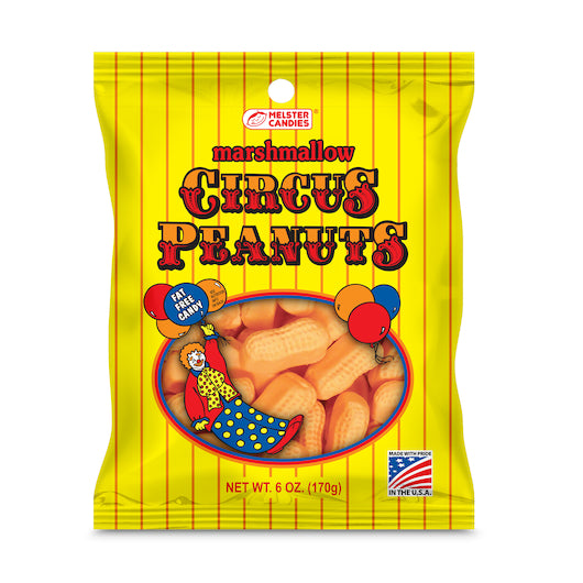 Melster Circus Peanuts Peg Bag, 12 x 6 oz Case - Candy & Confections