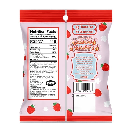 Melster Strawberry Circus Peanuts Peg Bag, 10 x 4 oz Case - Candy & Confections - image 2