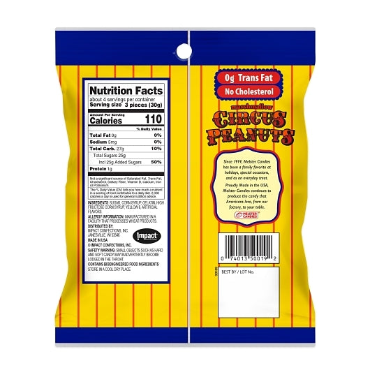 Melster Circus Peanuts Peg Bag, 10 x 4 oz Case - Candy & Confections - image 2