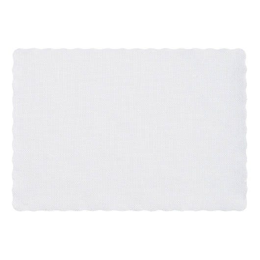 Hoffmaster 9.5" x 13.5" White, Embossed, Scalloped Edge Paper Placemat, 1 x 1000 each Case - Plates Bowls