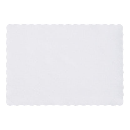Hoffmaster 9.5" x 13.5" White, Embossed, Scalloped Edge Paper Placemat, 1 x 1000 each Case - Plates Bowls