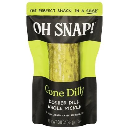 Oh Snap Gone Dilly Pickle Whole Single Serve Pouch Pouches, 12 x 1 each Case - Condiments & Sauces