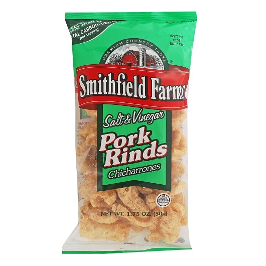 Smithfield Farms Salt & Vinegar Pork Rinds, 12 x 1.75 oz Case - Meat, Poultry & Seafood