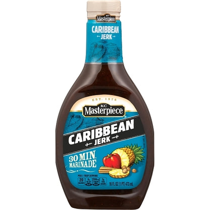 Kc Masterpiece Spiced Caribbean Jerk Marinade and BBQ Sauce Bottle, 6 x 16 fl oz Case - DOT product image 2
