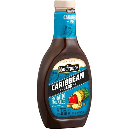 Kc Masterpiece Spiced Caribbean Jerk Marinade And Bbq Sauce Bottle, 6 x 16 fl oz Case - Condiments & Sauces