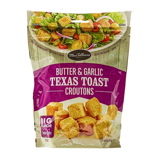 Mrs. Cubbison's Texas Toast Butter & Garlic Crouton, 9 x 5 oz Case - Croutons & Salad Toppings