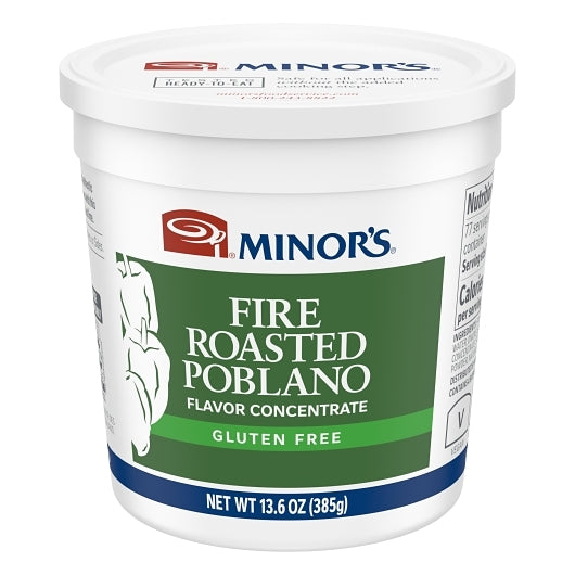 Minors Fire Roasted Gluten Free Fire Roasted Poblano Flavor Concentrate, 6 x 13.6 oz Case - Condiments & Sauces