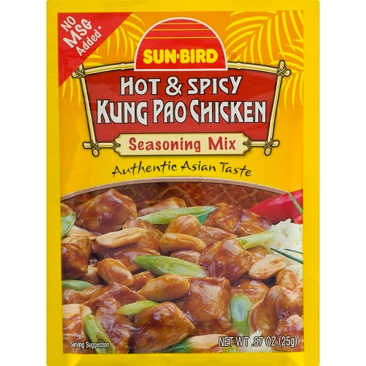 Sun-Bird Hot & Spicy Kung Pao Chicken Seasoning, 24 x 0.875 oz Case - Spices Seasonings