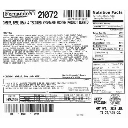 Conagra El Extremo Refried Bean, Cheese & Beef Whole Grain Burrito, 1 x 72 each Case - DOT product image 5