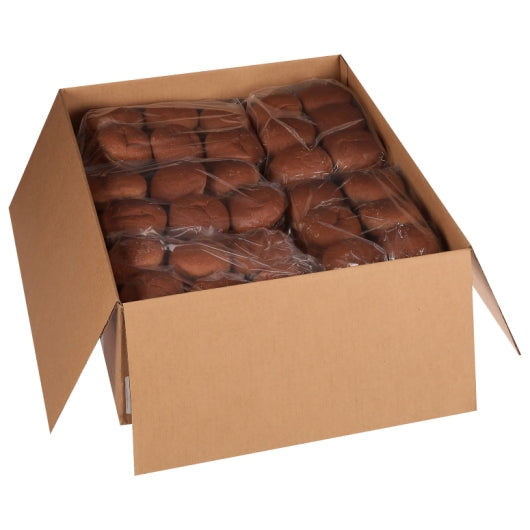 European Bakers 4 Inch Whole Wheat Sliced Thaw & Serve Hamburger Buns, 10 x 28 oz Case - DOT product image 3
