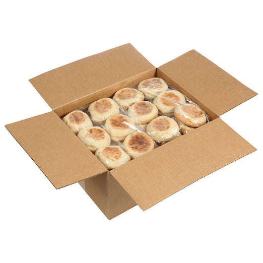 European Bakers Fully Sliced Plain English Muffins, 6 x 12 x 2 oz Case - Breads, Rolls & Buns
