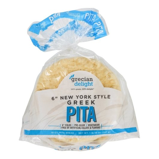 Grecian Delight 6 Inch New York Style Pita Bread, 12 x 10 ct Case - Breads, Rolls & Buns