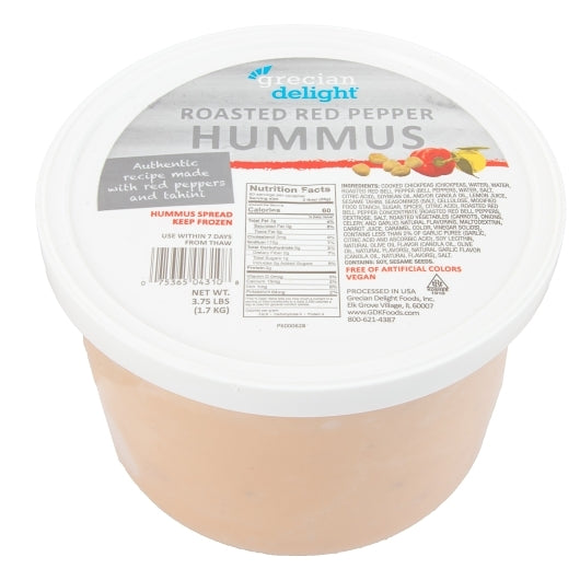 Grecian Delight Roasted Red Pepper Hummus, 4 x 3.75 lb Case - Condiments & Sauces
