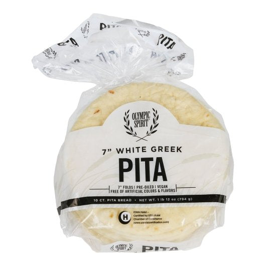 Grecian Delight 7 Inch Thin White Pita Bread, 12 x 10 x 10 ct Case - Breads, Rolls & Buns