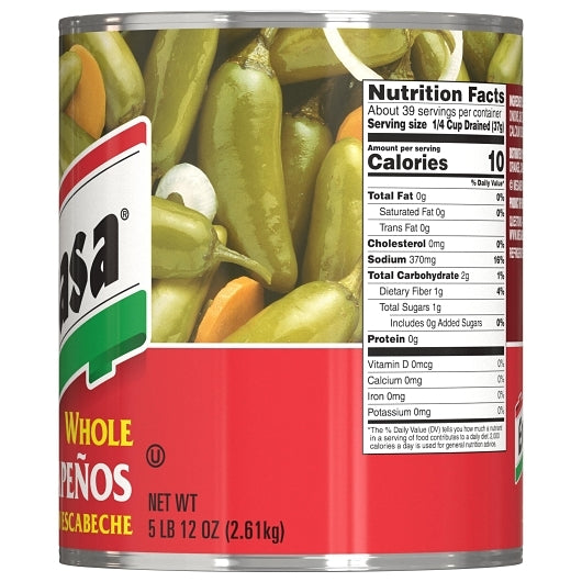Embasa Whole Jalapenos in Escabeche, 6 x 92 oz Case - DOT product image 6