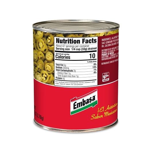 Embasa Nacho Sliced Jalapeno Peppers, 6 x 98 oz Case - DOT product image 5