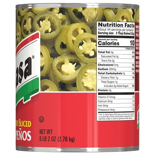 Embasa Nacho Sliced Jalapeno Peppers, 6 x 98 oz Case - DOT product image 7