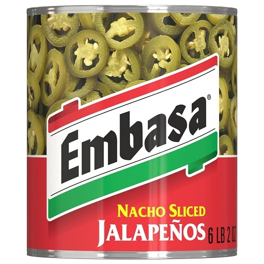 Embasa Nacho Sliced Jalapeno Peppers, 6 x 98 oz Case - Condiments & Sauces