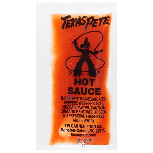Texas Pete Original Hot Sauce Single Serve Packets, 1 x 500 each Case - Condiments & Sauces