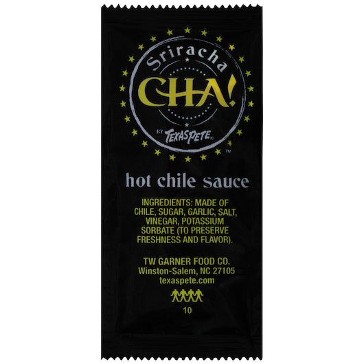 Texas Pete Cha! Sriracha Hot Chile Sauce Hot Sauce Single Serve Packets, 1 x 200 each Case - Condiments & Sauces