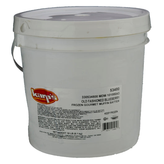 Baker and Baker Scoop-N-Bake Old Fashion Blueberry Muffin Batter, 1 x 18 lb Case - GS1 closed shipping case image