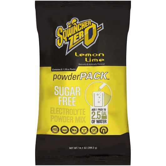 Sqwincher Powder Pack Zero Lemon-Lime Electrolyte Bev Mix, 32 x 1.76 oz Case - Nutrition Drinks