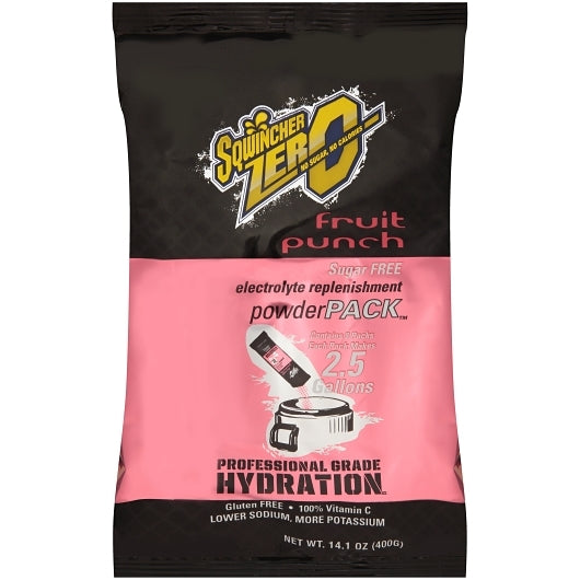 Sqwincher Power Pack Zero Fruit Punch Electrolyte Bev Mix, 32 x 1.76 oz Case - Pantry Ingredients