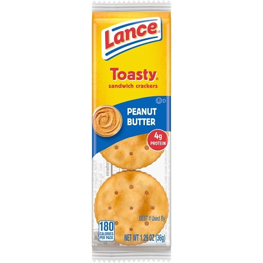 Lance Sandwich Crackers Single Serve Peanut Butter Toasty Caddy, 10 x 9 x 1.29 oz Case - Crackers & Grahams