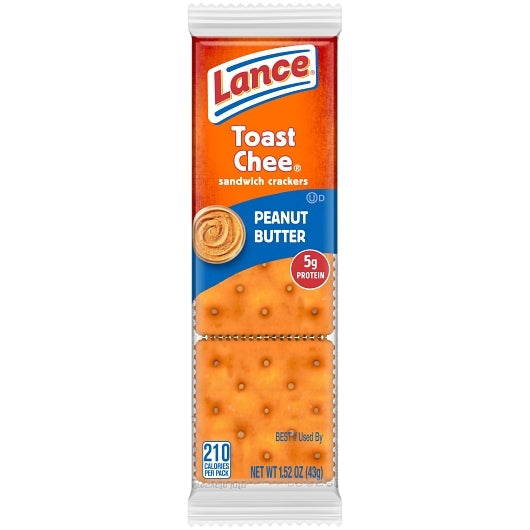Lance Sandwich Crackers Single Serve Peanut Butter Toastchee, 10 x 9 x 1.52 oz Case - Crackers & Grahams