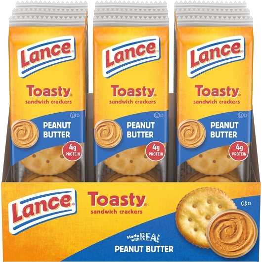 Lance Sandwich Crackers Single Serve Peanut Butter Toasty Caddy, 10 x 9 x 1.29 oz Case - Crackers & Grahams - image 2