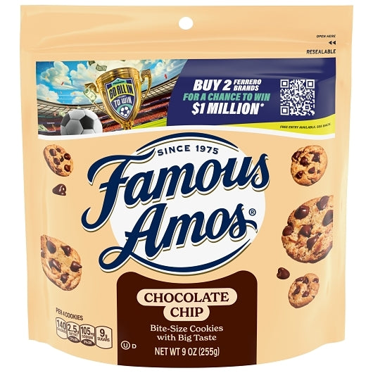 Famous Amos Chocolate Chip Cookies, 8 x 9 oz Case - Bakery & Desserts