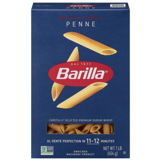 Barilla Penne Rigati, 12 x 16 oz Case - Pantry Ingredients