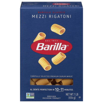 Barilla Mezze Rigatoni Pasta, 12 x 16 oz Case - Pantry Ingredients