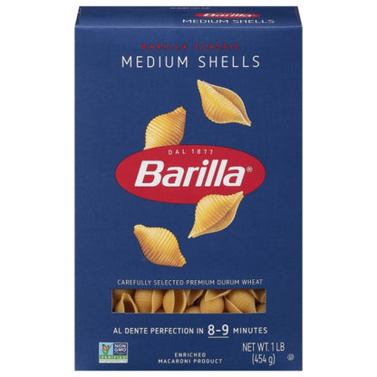 Barilla Medium Shells Pasta, 12 x 16 oz Case - Pantry Ingredients