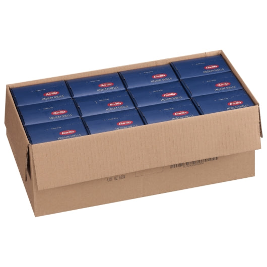 Barilla Medium Shells Pasta, 12 x 16 oz Case - GS1 open-case image