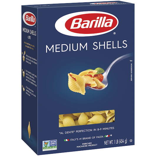 Barilla Medium Shells Pasta, 12 x 16 oz Case - Alternate product angle or state