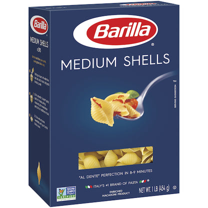 Barilla Medium Shells Pasta, 12 x 16 oz Case - Alternate product angle or state