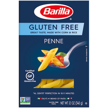 Barilla Gluten-Free Penne Pasta, 8 x 12 oz Case - Pantry Ingredients