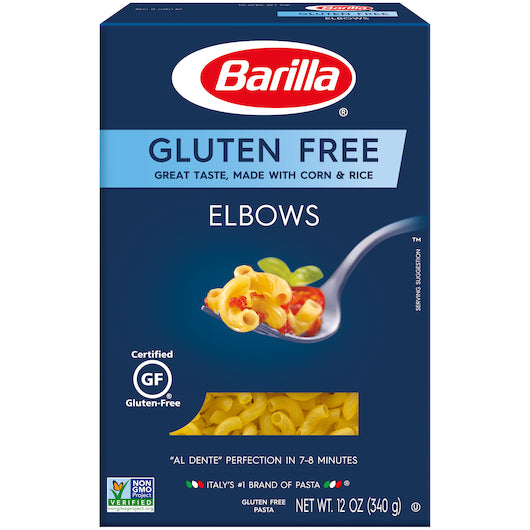 Barilla Gluten-Free Elbow Pasta, 8 x 12 oz Case - Pantry Ingredients