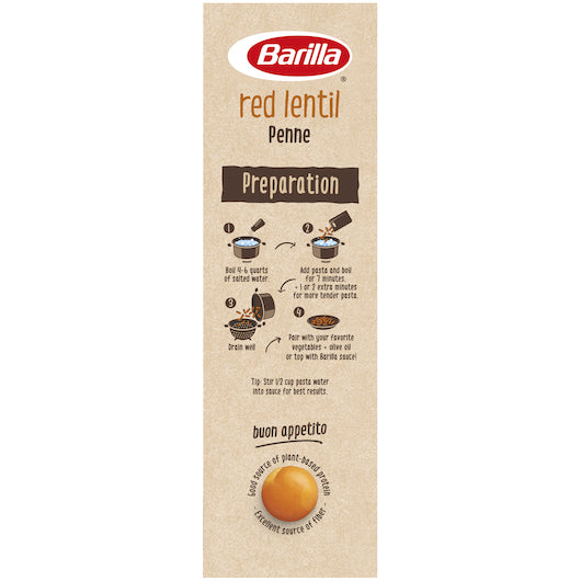 Barilla Vegetarian Non-Gmo Legume Red Lentil Penne Pasta, 10 x 8.8 oz Case - DOT product image 8