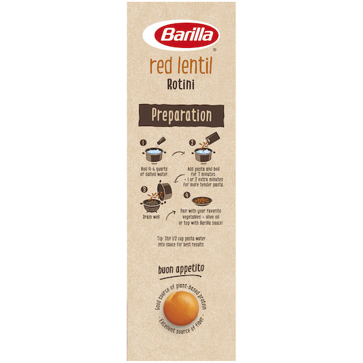 Barilla Gluten-Free Vegetarian Non-Gmo Legume Red Lentil Rotini Pasta, 10 x 8.8 oz Case - Alternate product angle or state