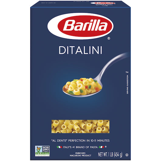 Barilla Kosher Non-Gmo Ditalini, 16 x 16 oz Case - Pantry Ingredients