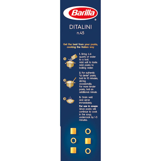 Barilla Kosher Non-Gmo Ditalini, 16 x 16 oz Case - Alternate product angle or state