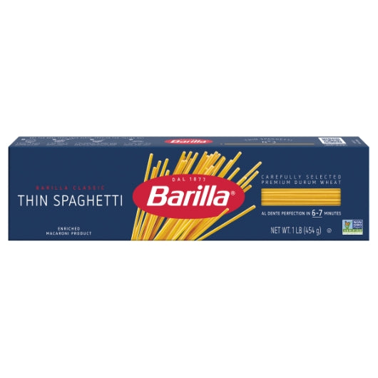 Barilla Thin Spaghetti Pasta, 20 x 16 oz Case - Pantry Ingredients